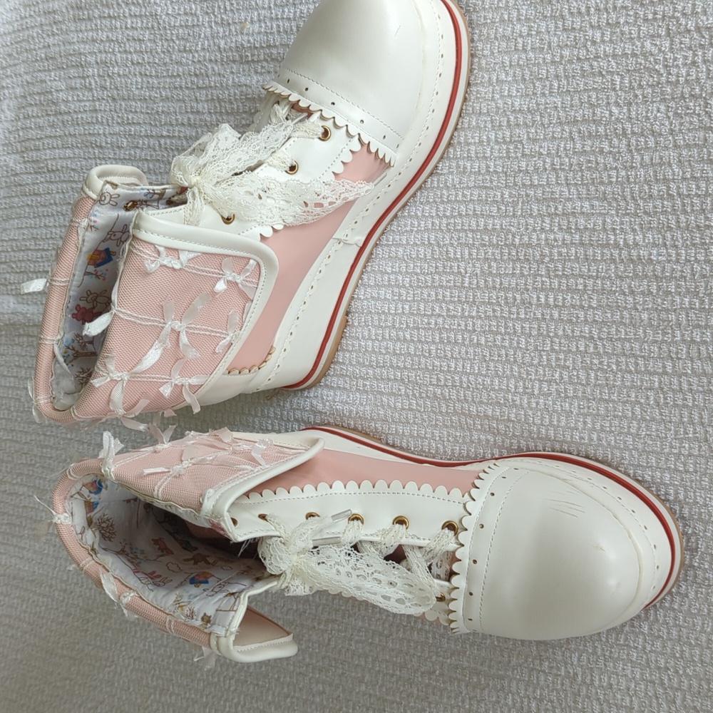 Lolita cosplay pink platform boots